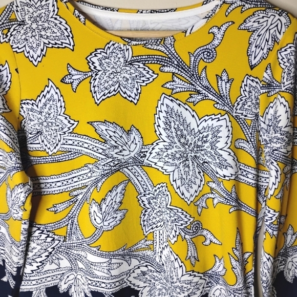 NWT Talbots Long Sleeve Tee PS Yellow Blue Floral Print Casual Top - Picture 4 of 8